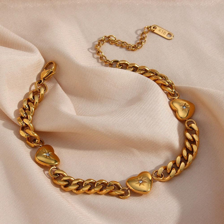 Conjunto Completo em Aço Cirúrgico 316L Banhado em Ouro 18K - Cuban - TiPaparico