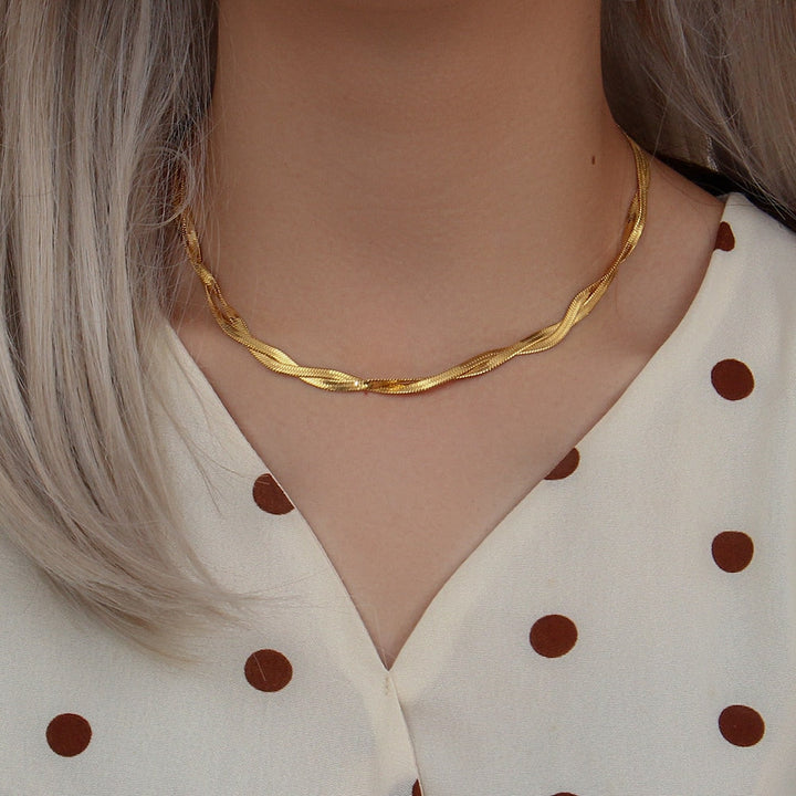 Conjunto Completo em Aço Cirúrgico 316L Banhado em Ouro 18K - Lines - TiPaparico