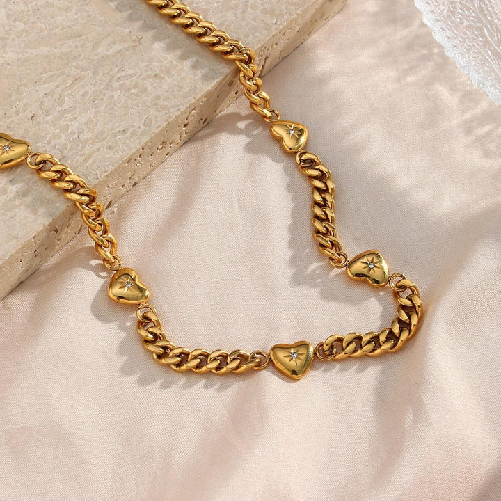 Conjunto Completo em Aço Cirúrgico 316L Banhado em Ouro 18K - Cuban - TiPaparico