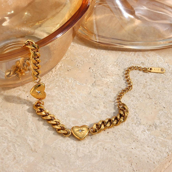 Conjunto Completo em Aço Cirúrgico 316L Banhado em Ouro 18K - Cuban - TiPaparico