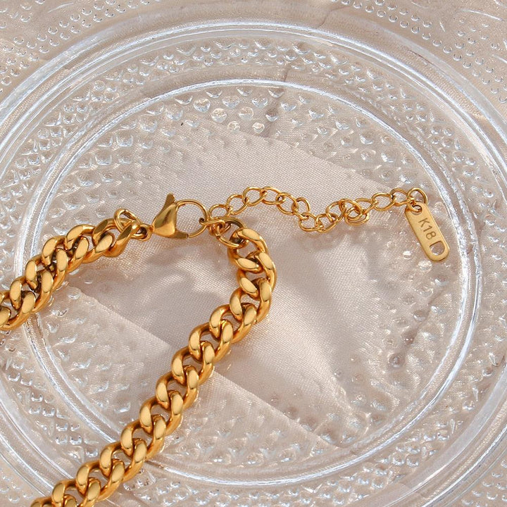 Conjunto Completo em Aço Cirúrgico 316L Banhado em Ouro 18K - Cuban - TiPaparico