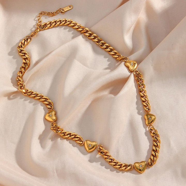 Conjunto Completo em Aço Cirúrgico 316L Banhado em Ouro 18K - Cuban - TiPaparico