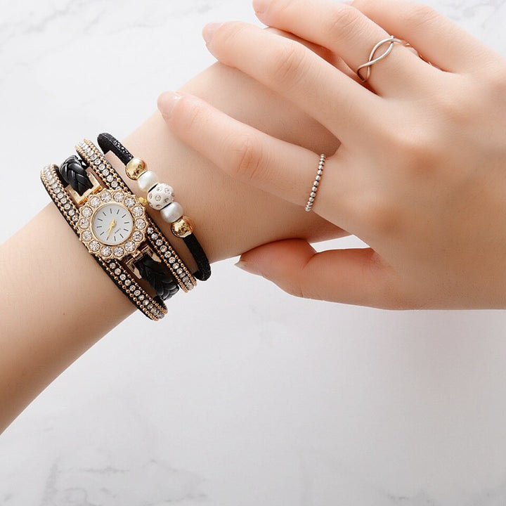 Relógio com Pulseira Quadrupla Cravejado - Luxury - TiPaparico
