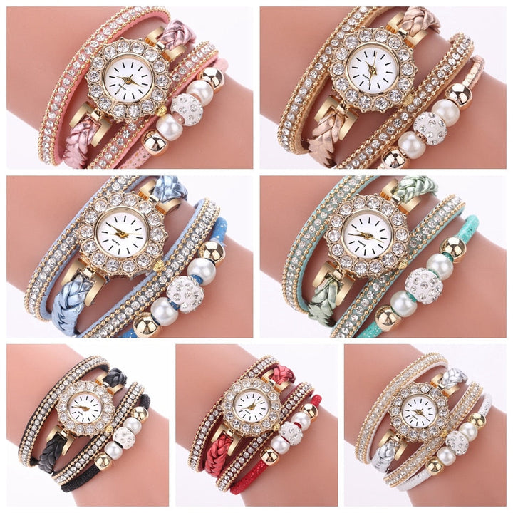 Relógio com Pulseira Quadrupla Cravejado - Luxury - TiPaparico