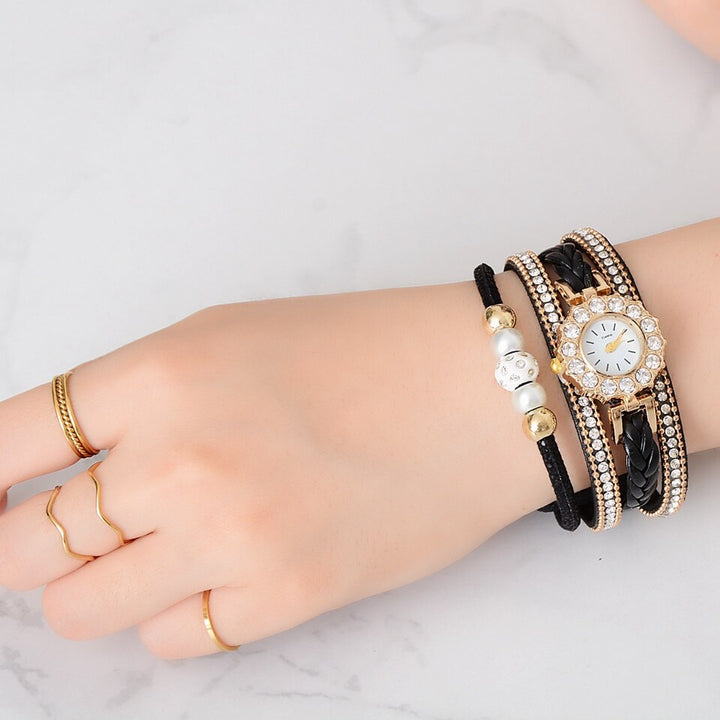 Relógio com Pulseira Quadrupla Cravejado - Luxury - TiPaparico