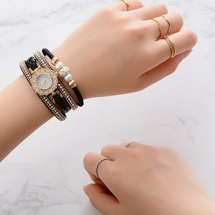 Relógio com Pulseira Quadrupla Cravejado - Luxury - TiPaparico
