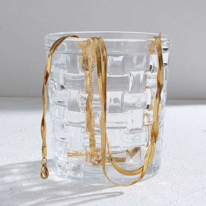 Conjunto Completo em Aço Cirúrgico 316L Banhado em Ouro 18K - Lines - TiPaparico