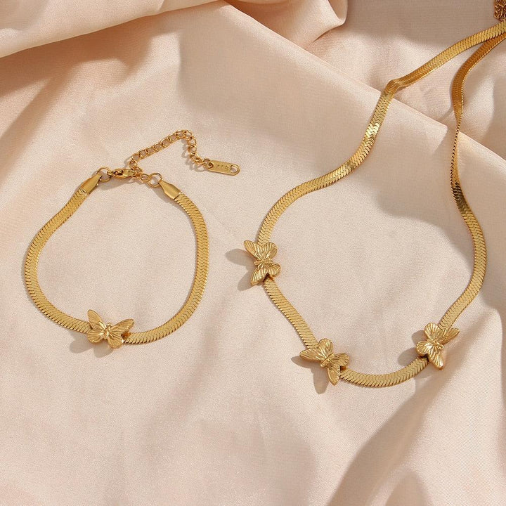 Conjunto Completo em Aço Cirúrgico 316L Banhado em Ouro 18K - Colombian - TiPaparico