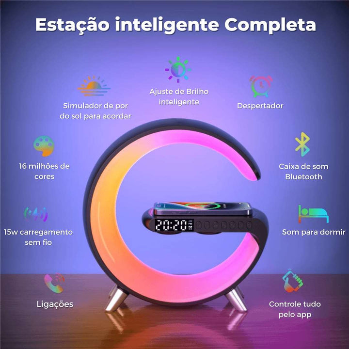 G-Speaker Smart Station - Luminária, Auto Falante e Carregador Sem Fio - TiPaparico