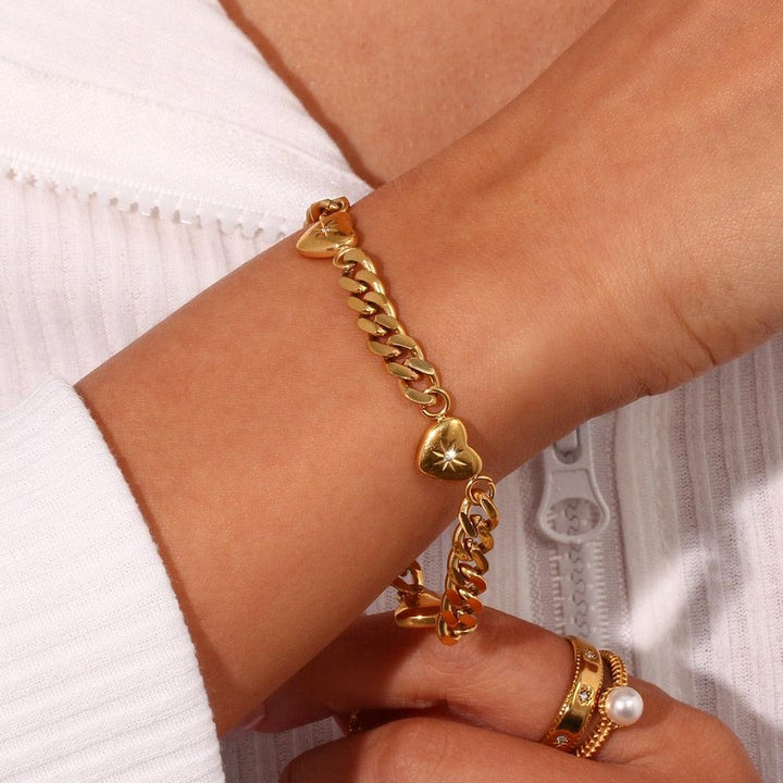 Conjunto Completo em Aço Cirúrgico 316L Banhado em Ouro 18K - Cuban - TiPaparico