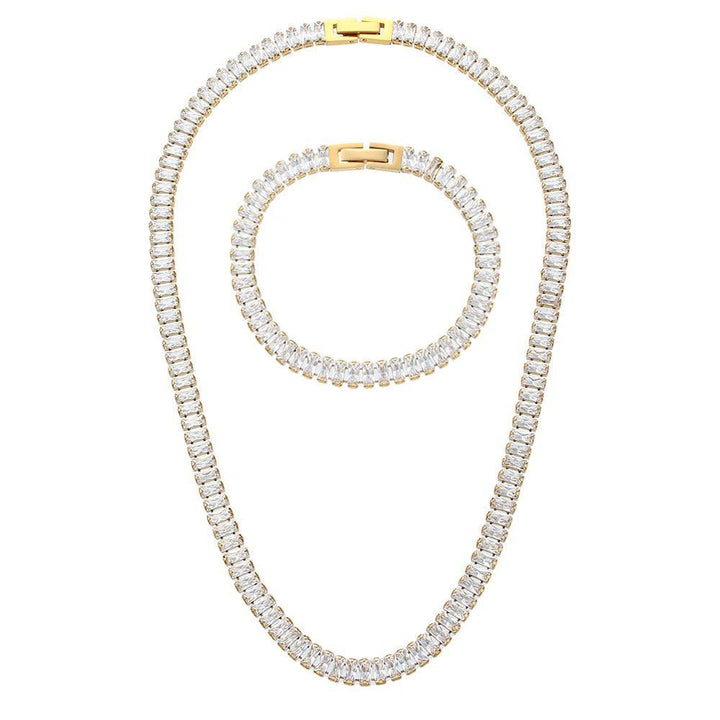Conjunto Completo em Aço Cirúrgico 316L Banhado em Ouro 18K - Atlant - TiPaparico