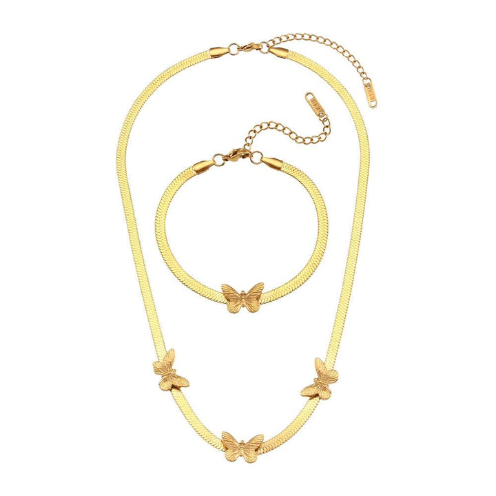 Conjunto Completo em Aço Cirúrgico 316L Banhado em Ouro 18K - Colombian - TiPaparico