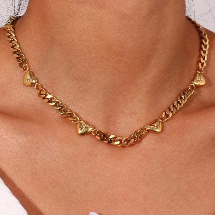 Conjunto Completo em Aço Cirúrgico 316L Banhado em Ouro 18K - Cuban - TiPaparico