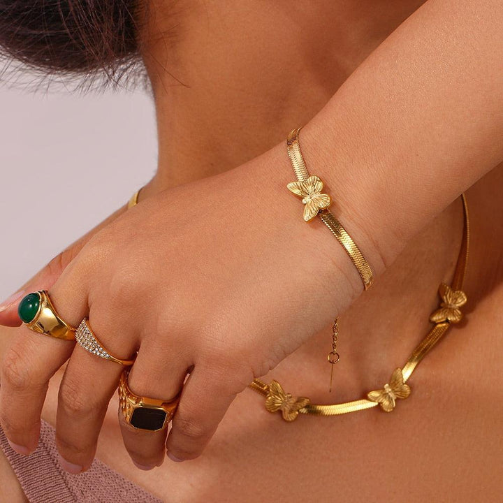 Conjunto Completo em Aço Cirúrgico 316L Banhado em Ouro 18K - Colombian - TiPaparico