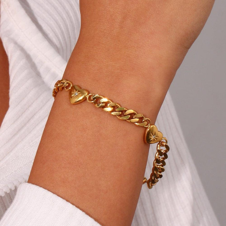 Conjunto Completo em Aço Cirúrgico 316L Banhado em Ouro 18K - Cuban - TiPaparico